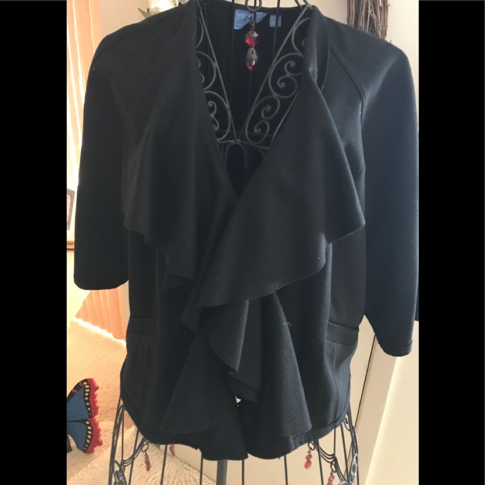 Vera Wang Black Ruffled Jacket